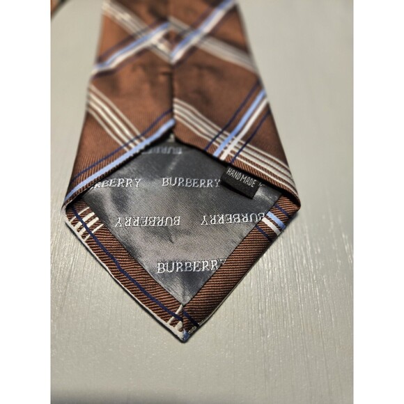 Burberry London 100% Italian Silk Textured Stripe Men's Necktie Italy - Picture 5 of 11